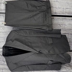 Chaps‎ Gray Pinstripe Wool 2 Piece Jacket and Pants Suit 44R